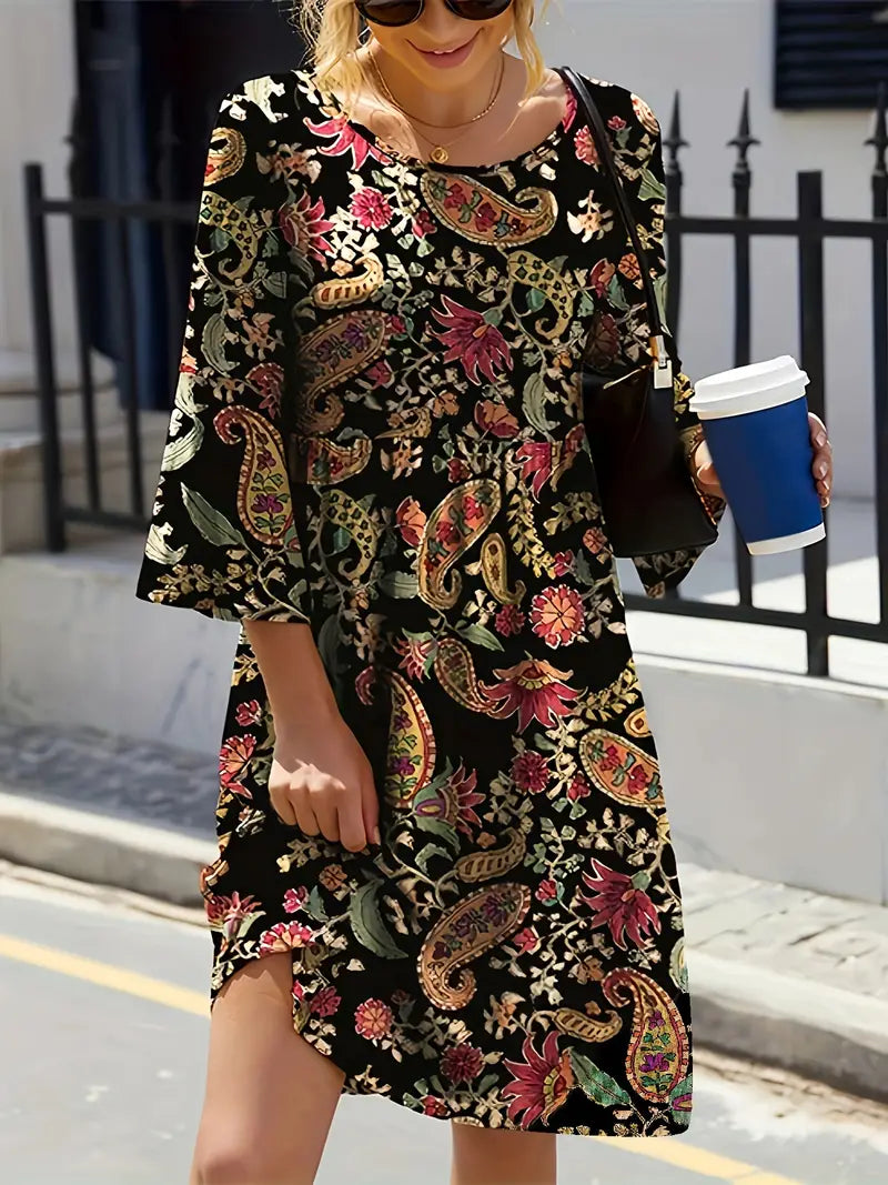 Joelle - Abito al ginocchio con scollo rotondo in leggero stretch