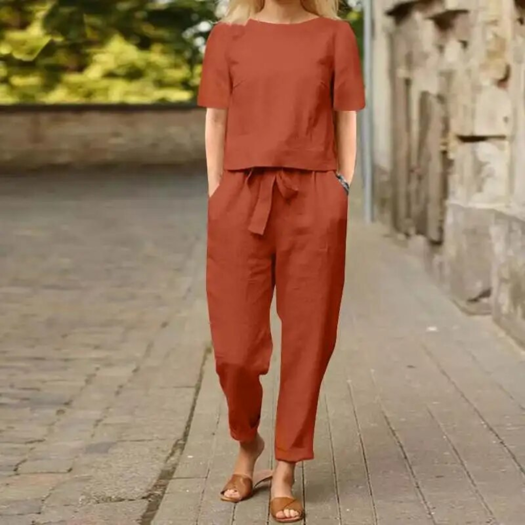 Madeleine - Set in lino elegante e comodo a due pezzi per donne