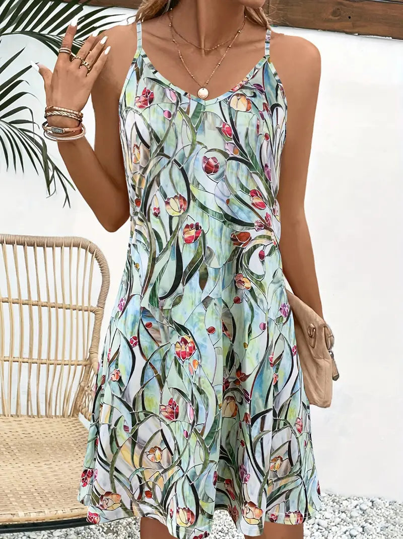 Scarlett - Abito camicia elegante con scollo a V e senza maniche