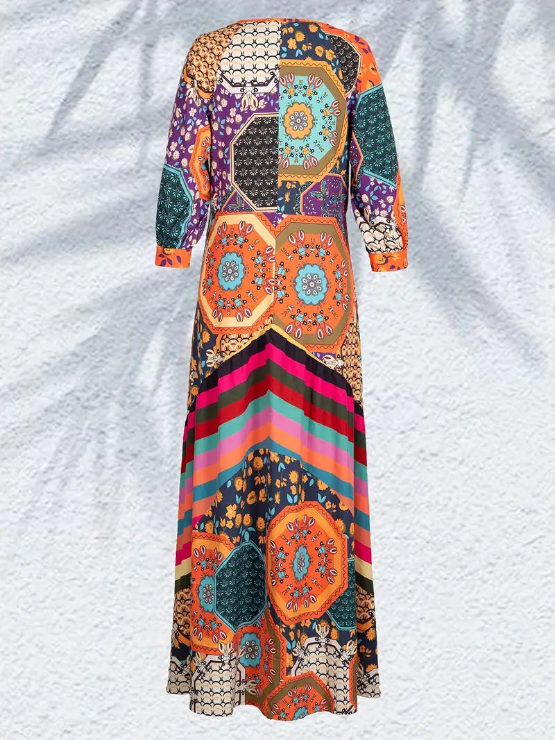 Anne - Abito maxi boho a V per sognatori nomadi