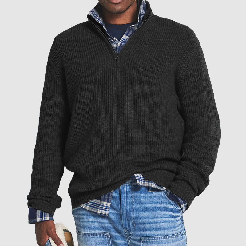 Pullover in cashmere per uomo | Con zip | Morbida texture lavorata a maglia fine