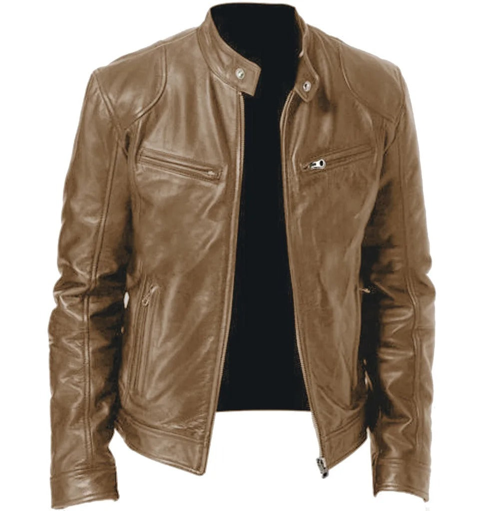 Enzo | Giacca in pelle casual con colletto a bottoni – Stilosa e moderna