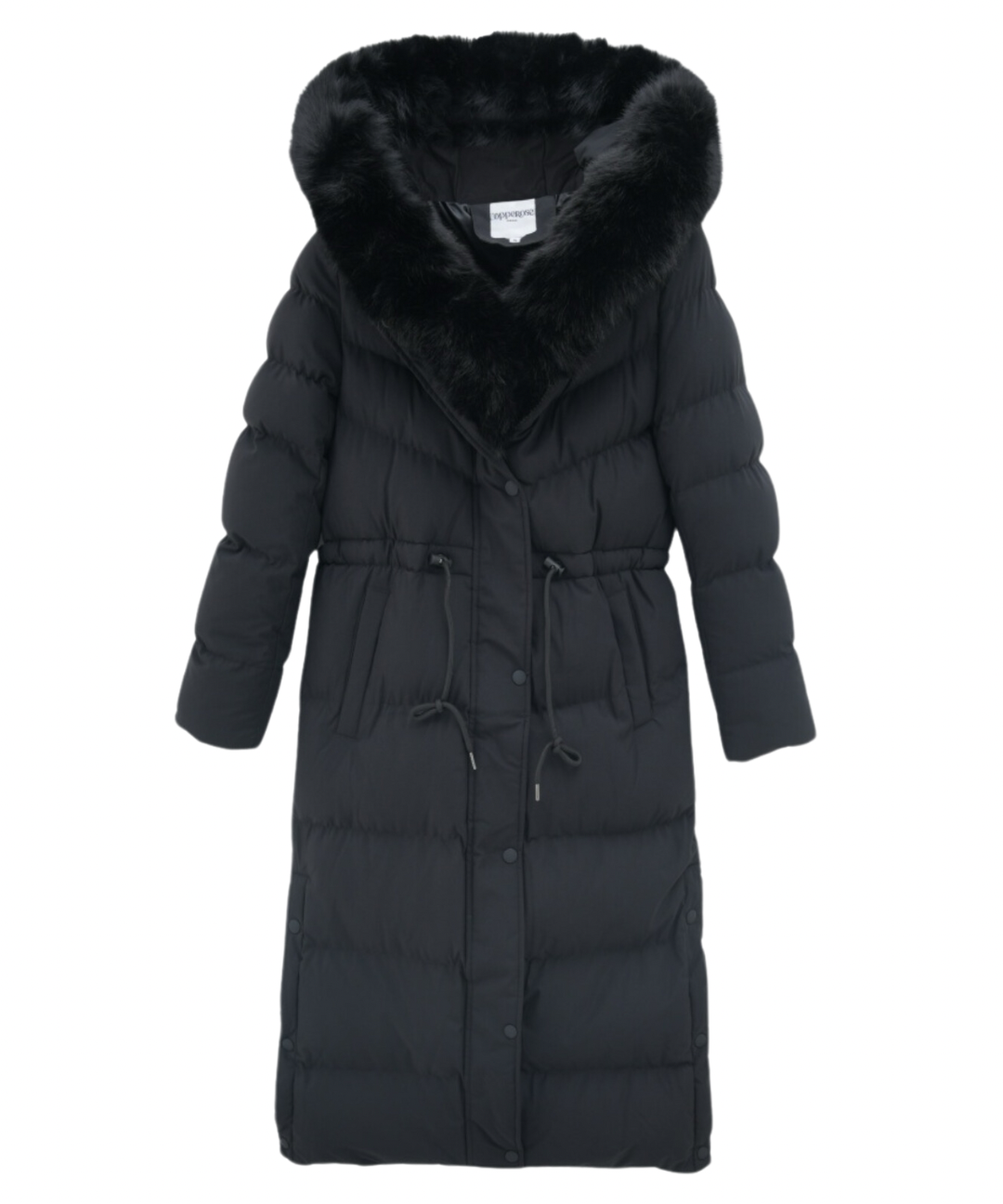 Cappotto invernale per donne | Giacca lunga trapuntata | Foderato caldo | Cappuccio con pelliccia sintetica