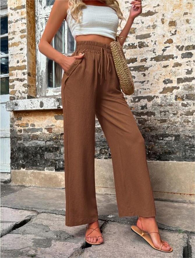 Dolores - Pantaloni larghi a vita alta con cordino