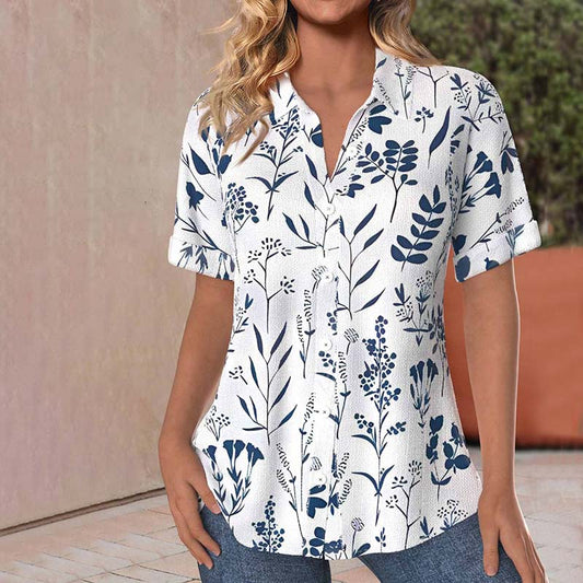 Michelle™ - Blusa casual con motivo a foglie