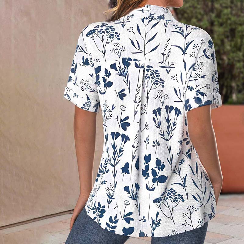 Michelle™ - Blusa casual con motivo a foglie