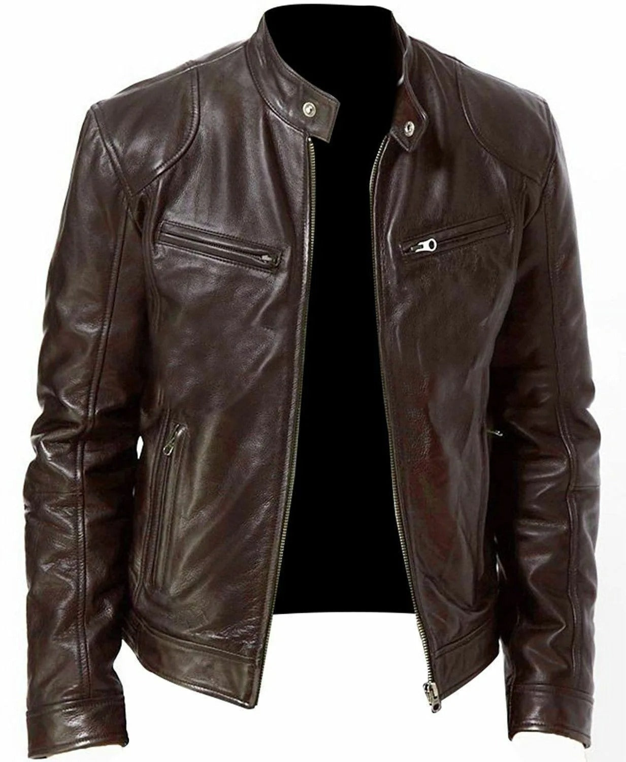 Enzo | Giacca in pelle casual con colletto a bottoni – Stilosa e moderna