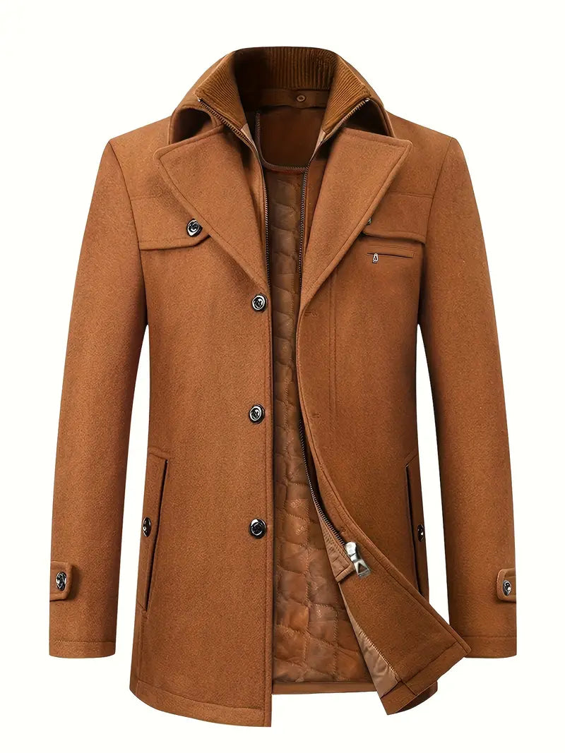 Quinten | Cappotto in lana vergine per uomini, business casual, giacca calda e spessa