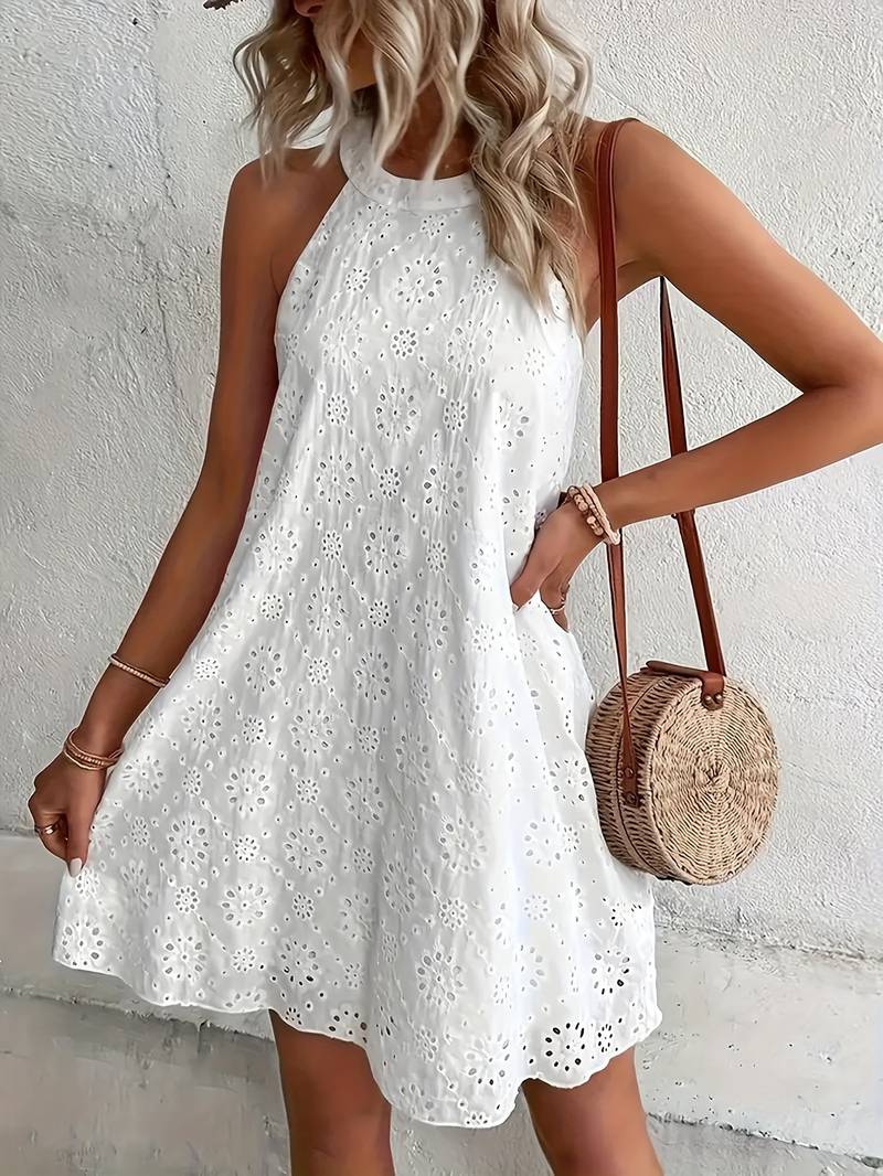 Ralinda | Abito bianco ricamato con spalline