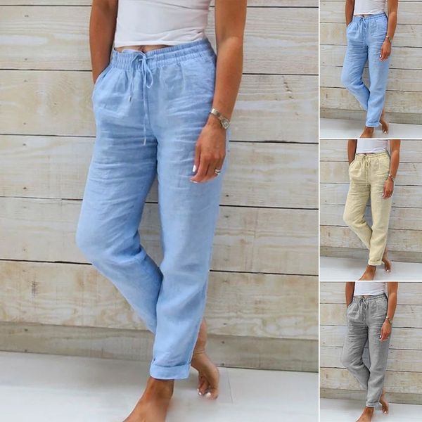 Adelina™ - Pantaloni in cotone e lino con elastico