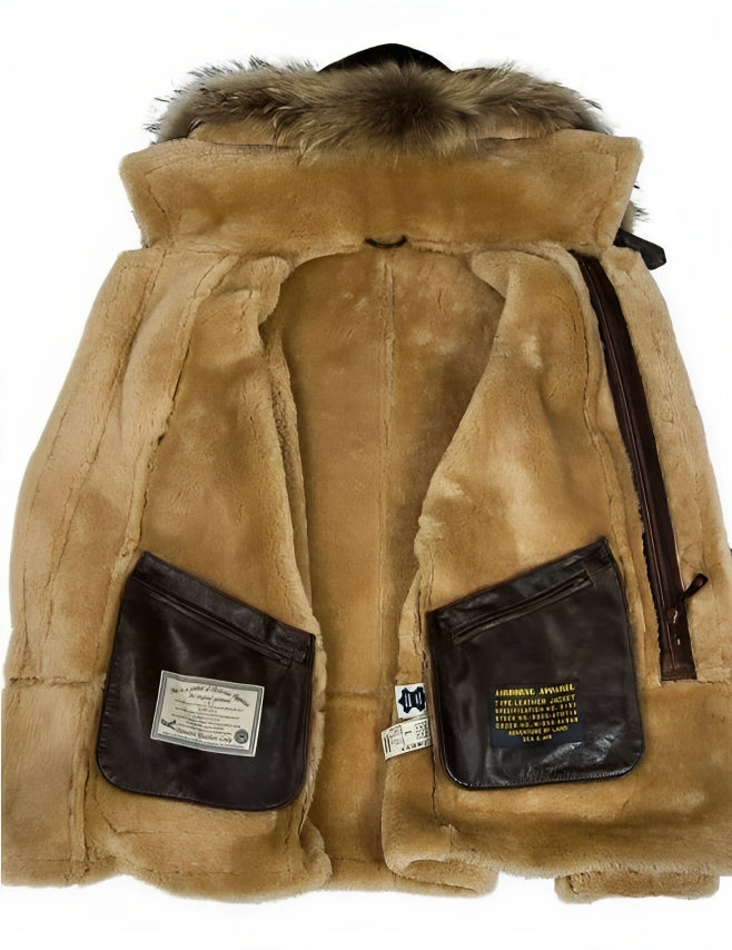 Giacca invernale da uomo | Stile B-7 | Foderata calda con effetto morbido in pelliccia
