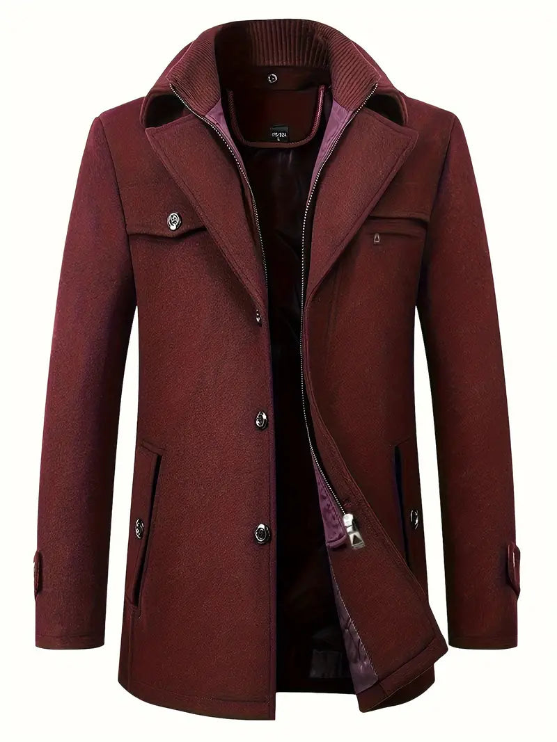 Quinten | Cappotto in lana vergine per uomini, business casual, giacca calda e spessa