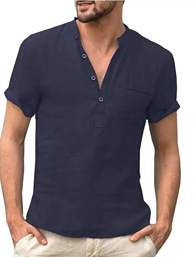 Paul - Camicia comoda a maniche corte con bottoni in cotone