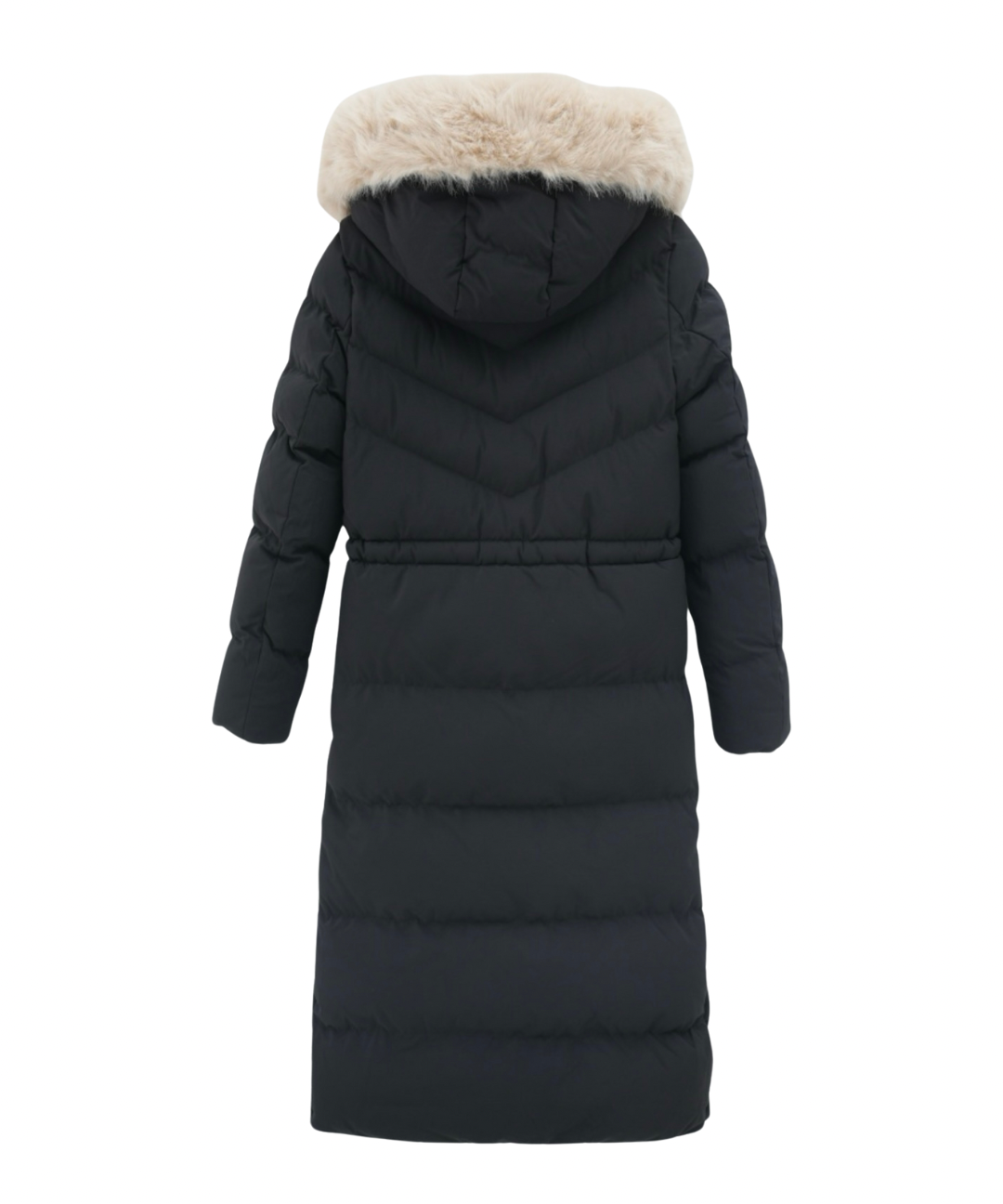 Cappotto invernale per donne | Giacca lunga trapuntata | Foderato caldo | Cappuccio con pelliccia sintetica