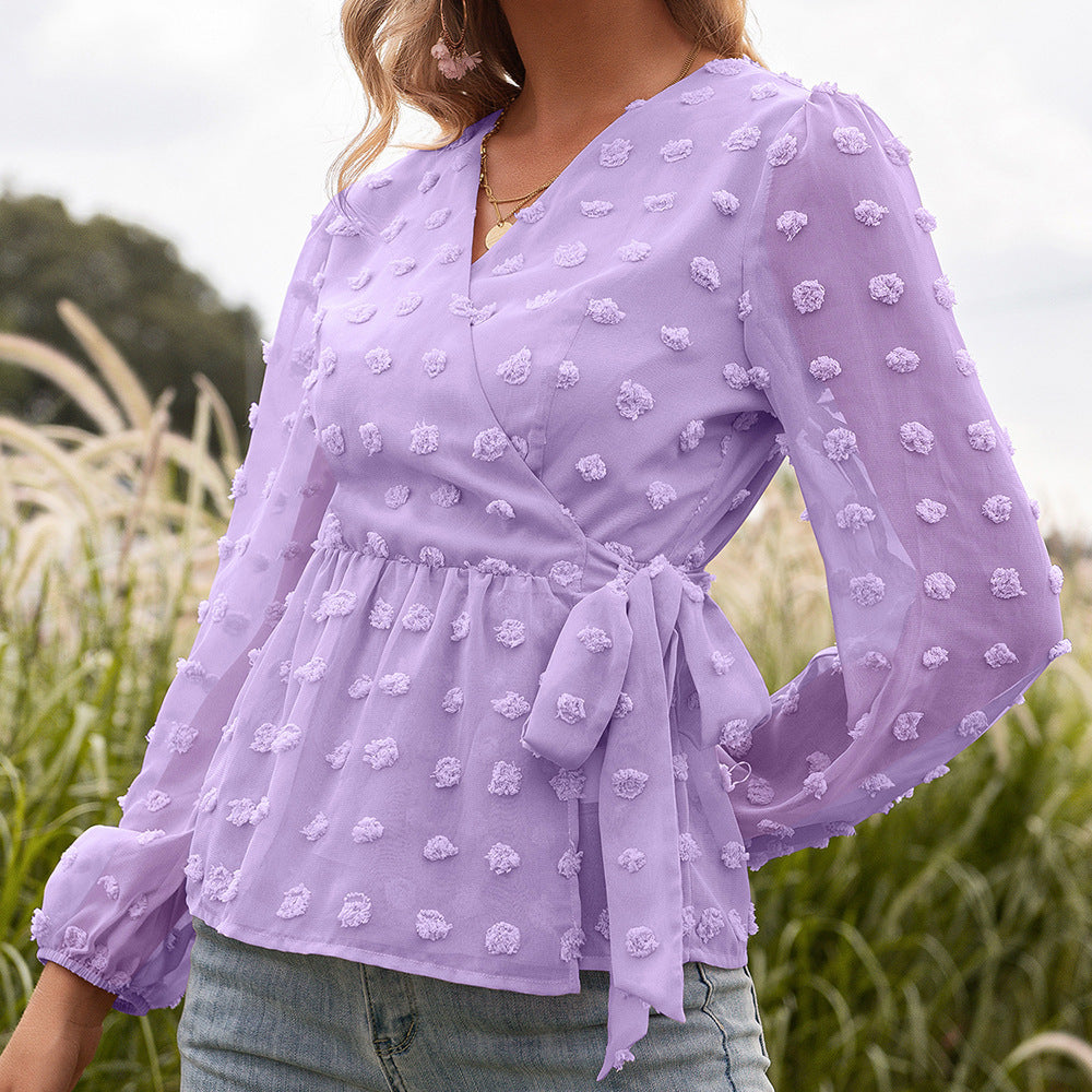 Athena | Blusa a maniche lunghe con scollatura a V in pizzo