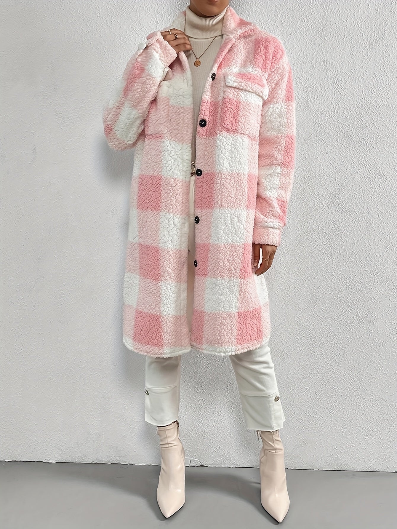 Serin | Elegante cappotto teddy a quadri