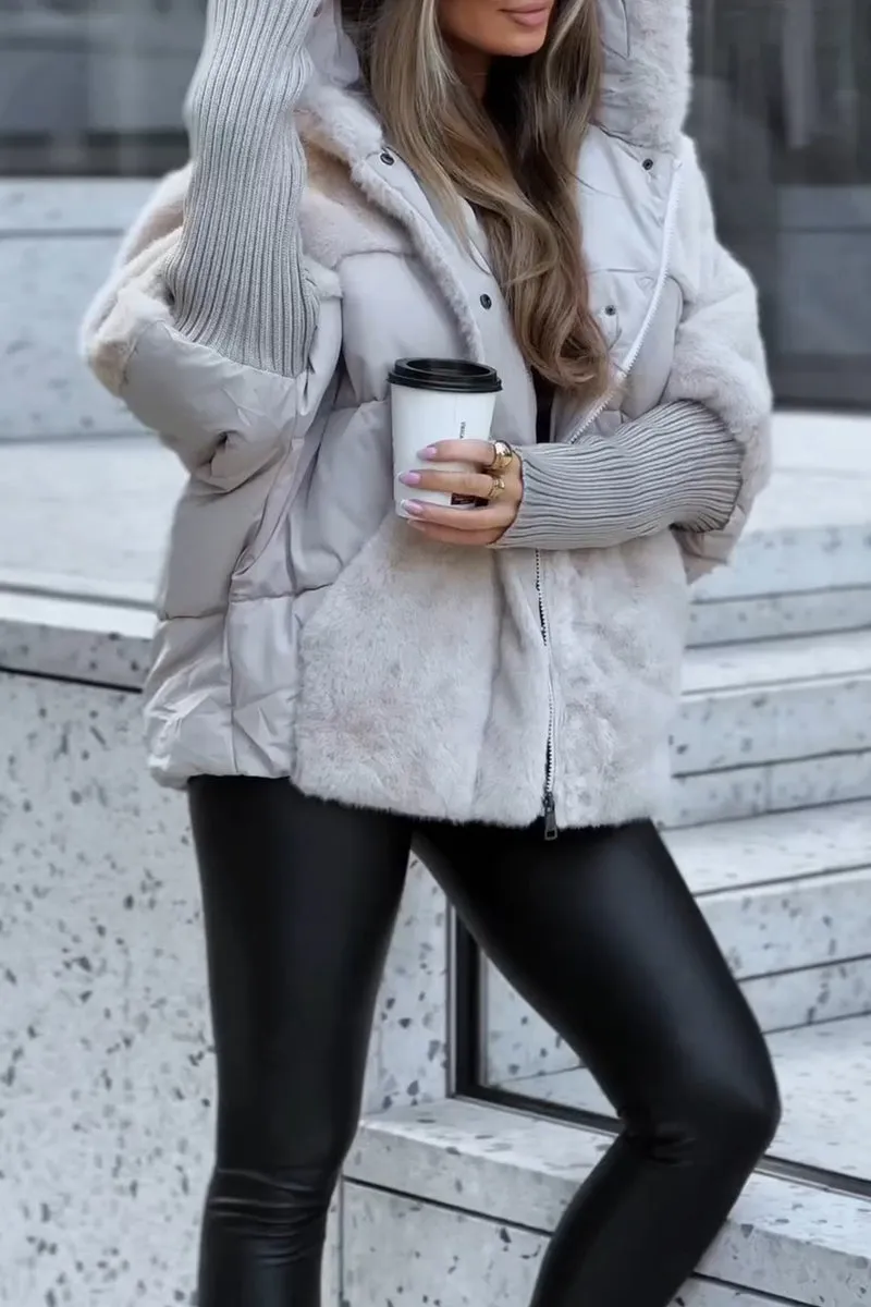 Sophie - Giacca termica invernale multicolore con cappuccio