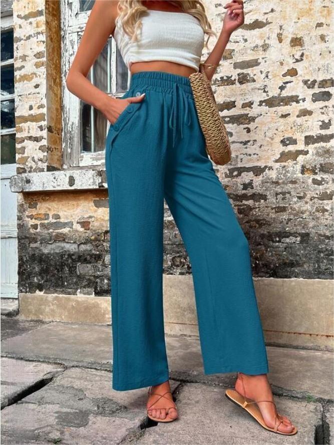 Dolores - Pantaloni larghi a vita alta con cordino