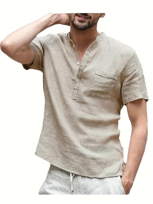 Paul - Camicia comoda a maniche corte con bottoni in cotone