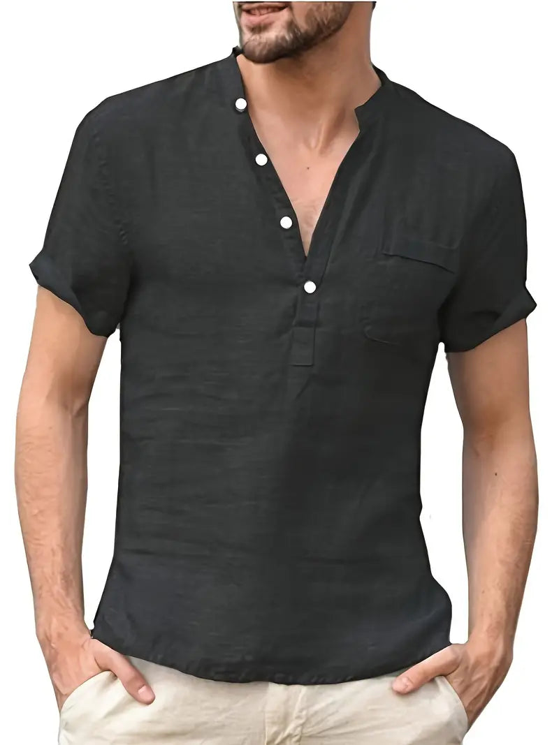 Paul - Camicia comoda a maniche corte con bottoni in cotone