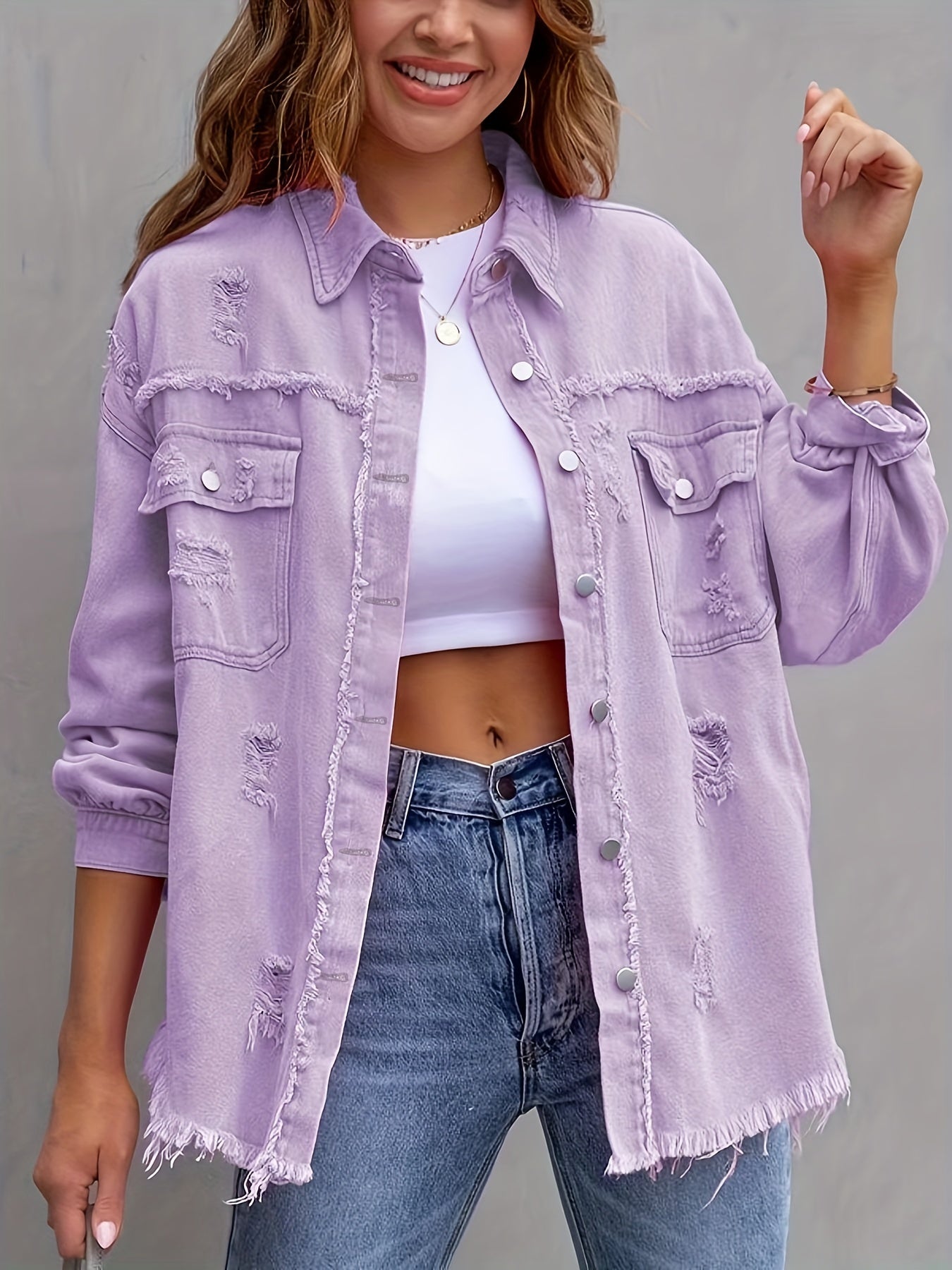Serdia | Giacca di jeans strappata in taglia grande