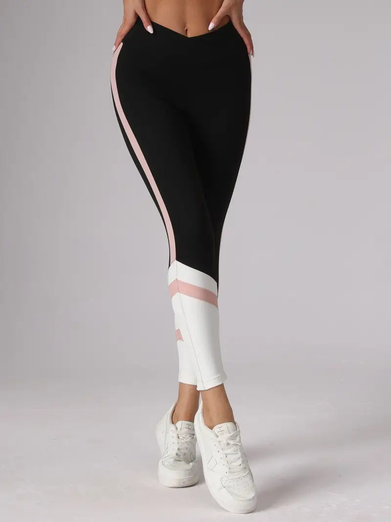 Eleanor- Leggings fitness colorblock con lati a righe
