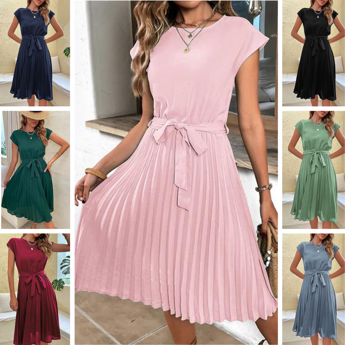 Narelle | Minidress casual plissettato a maniche corte per l'estate