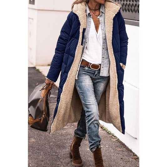 Bei | Cappotto reversibile in sherpa-fleece – lungo cappotto imbottito con cappuccio