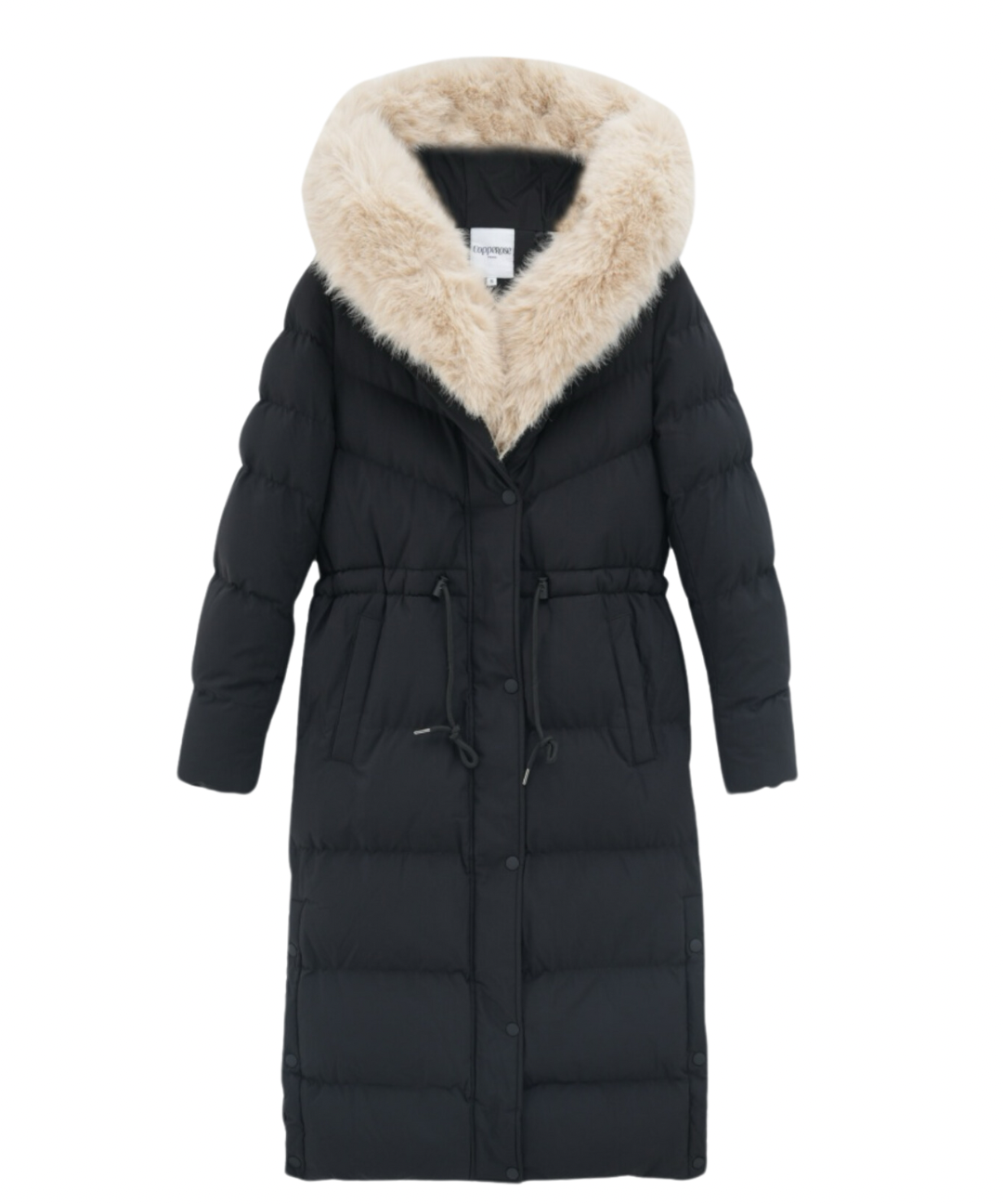 Cappotto invernale per donne | Giacca lunga trapuntata | Foderato caldo | Cappuccio con pelliccia sintetica