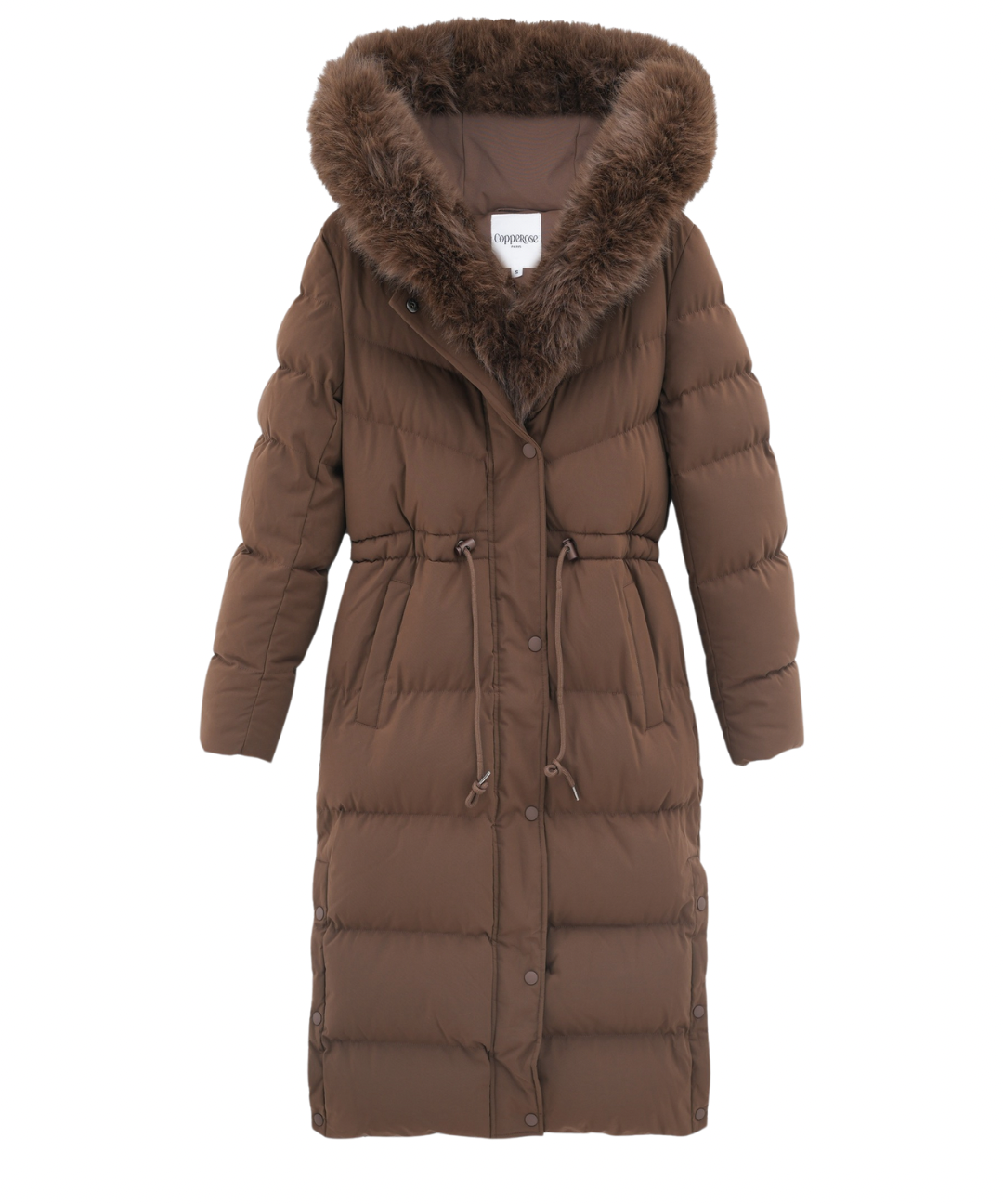 Cappotto invernale per donne | Giacca lunga trapuntata | Foderato caldo | Cappuccio con pelliccia sintetica