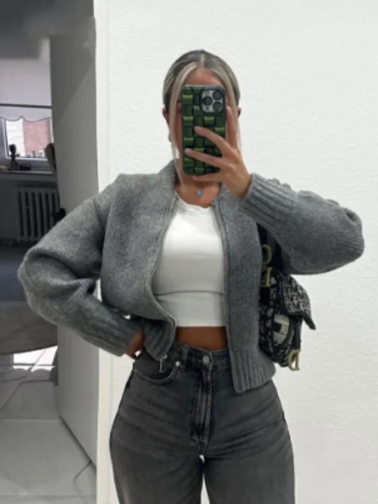 Hélène | Maglione Grigio a Collo O per Donne