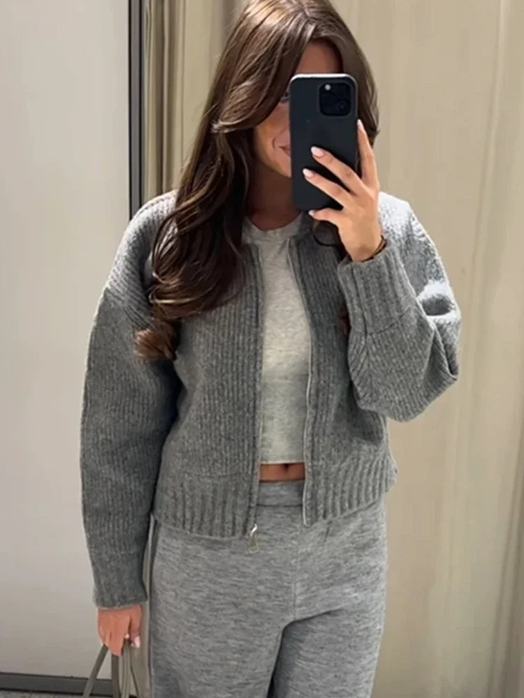 Hélène | Maglione Grigio a Collo O per Donne