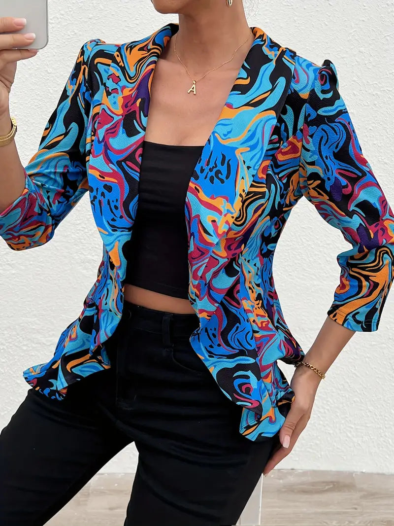 Jacky - Blazer elegante a maniche 3/4 con orlo arricciato per l'estate