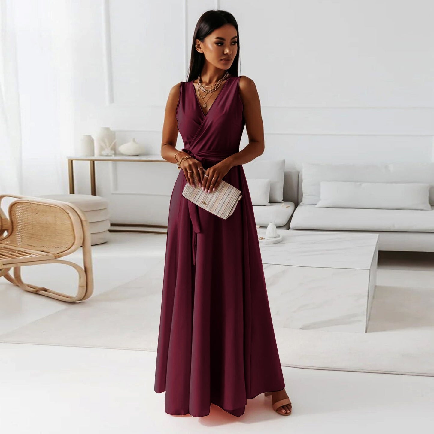 Paye | Vestito lungo a V scollato per donne