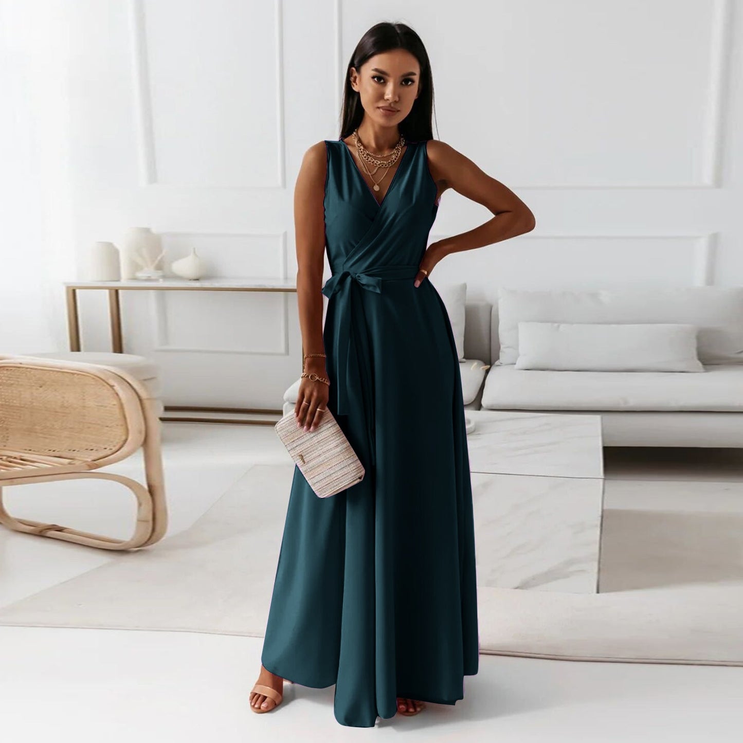 Paye | Vestito lungo a V scollato per donne