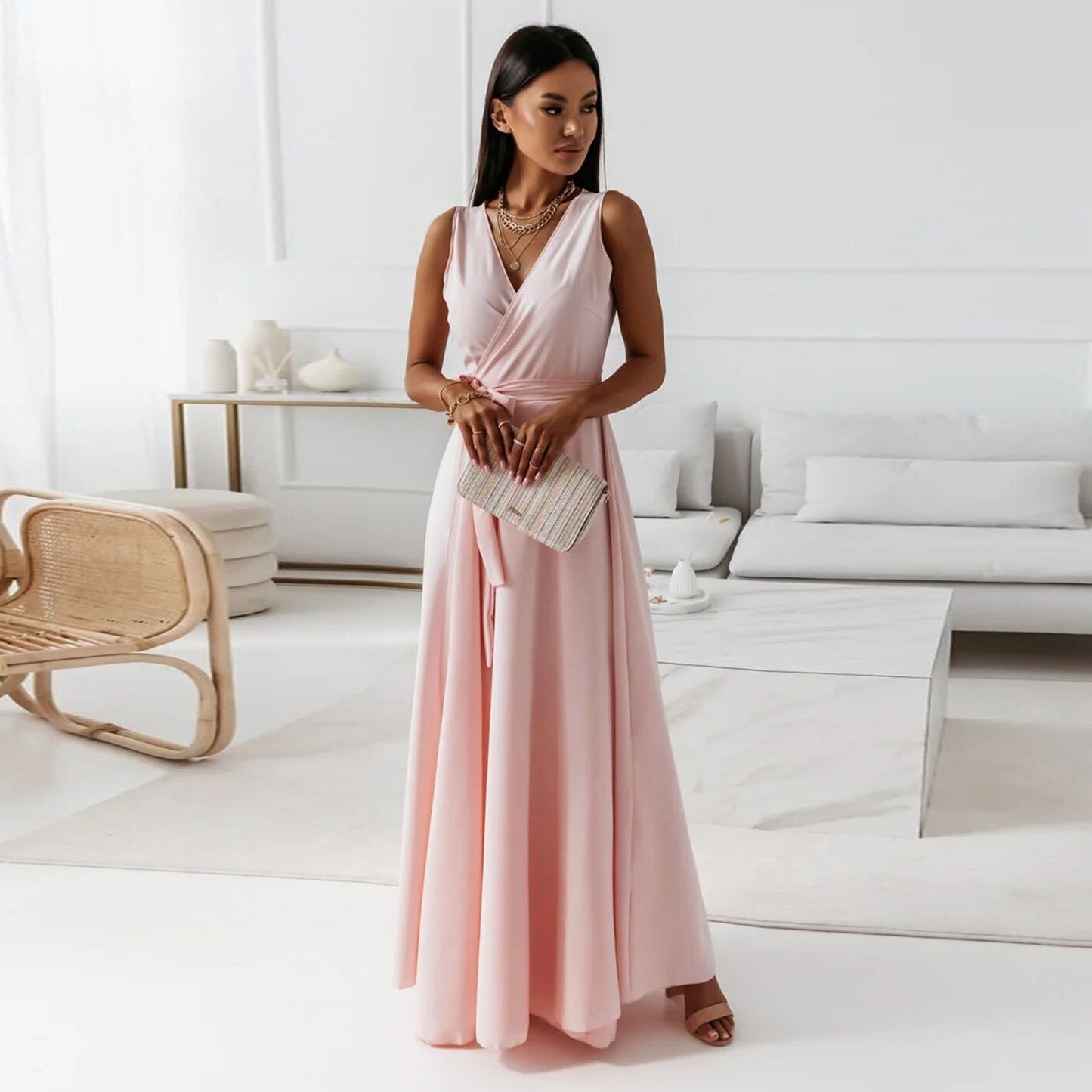 Paye | Vestito lungo a V scollato per donne