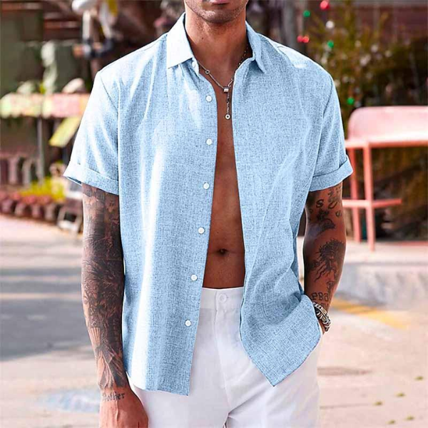 Anton - Camicia leggera in misto cotone-lino