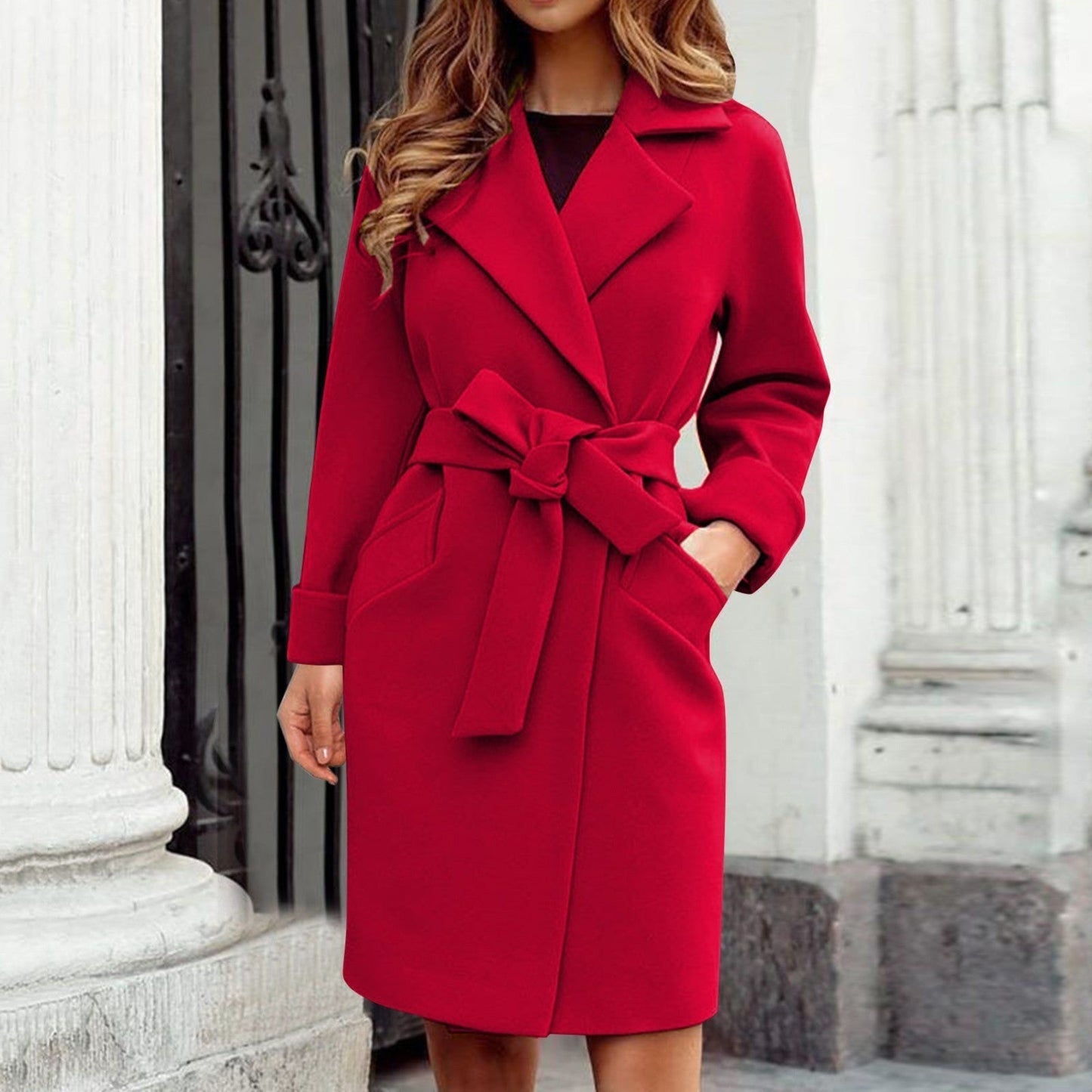 Katarino | Trench coat lungo in cashmere con sistema a bottoni in colori vivaci