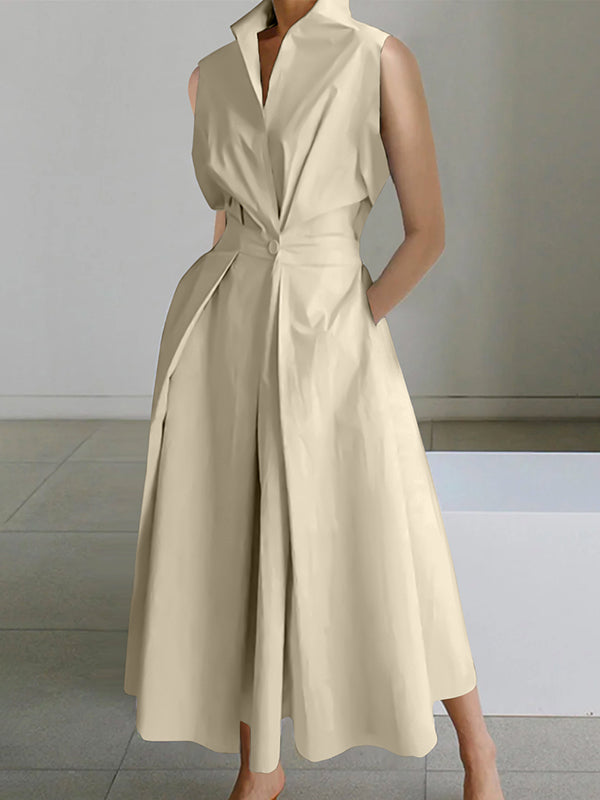 Gabrielle | Abito Urban in Cotone Bianco con Collo a Camicia