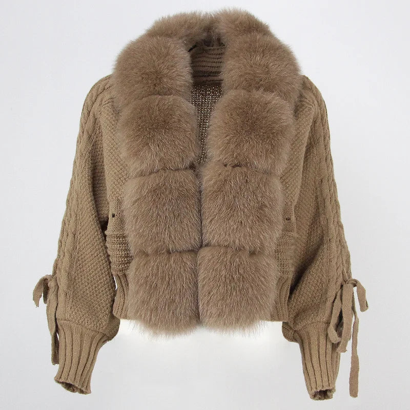 Lixx | Cappotto invernale di lusso per donne con colletto in pelliccia di volpe vera