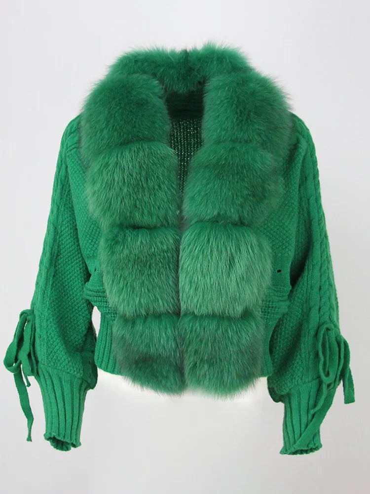 Lixx | Cappotto invernale di lusso per donne con colletto in pelliccia di volpe vera