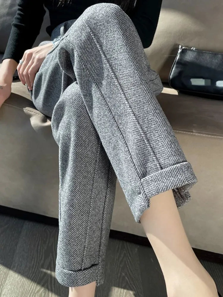 Sarina | Pantaloni a matita in tweed a vita alta in lana