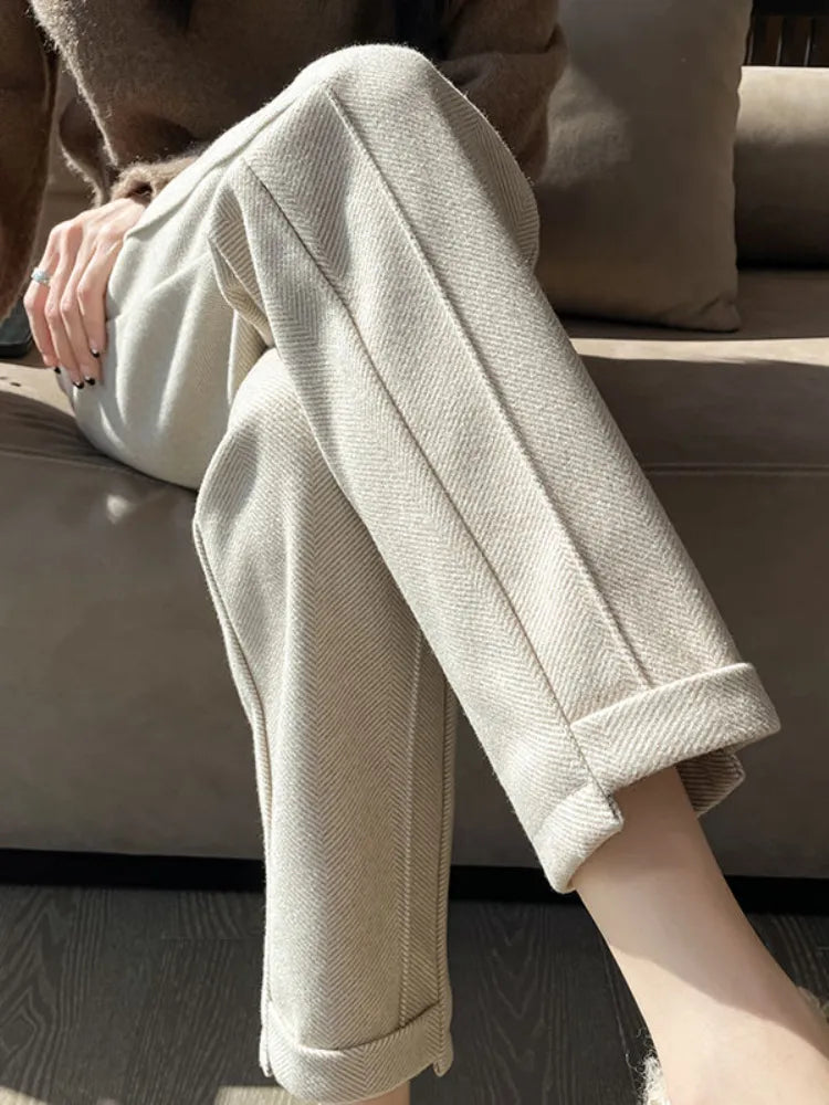 Sarina | Pantaloni a matita in tweed a vita alta in lana