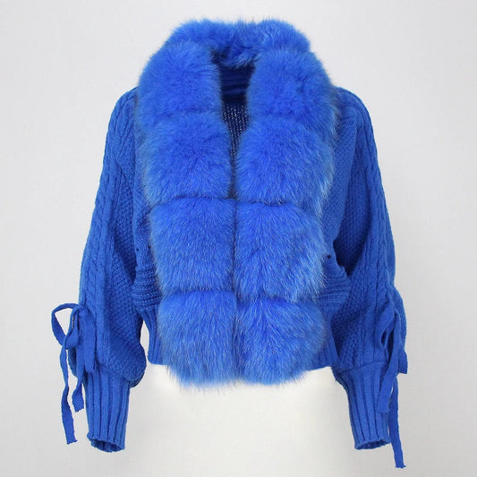 Lixx | Cappotto invernale di lusso per donne con colletto in pelliccia di volpe vera