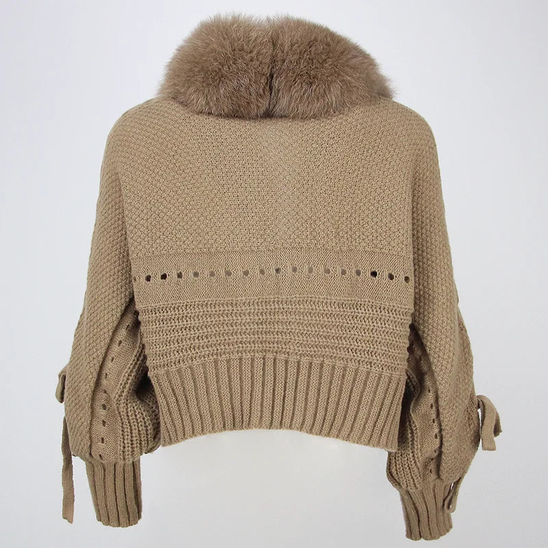 Lixx | Cappotto invernale di lusso per donne con colletto in pelliccia di volpe vera