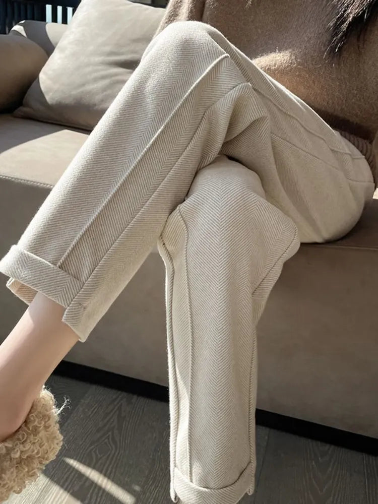 Sarina | Pantaloni a matita in tweed a vita alta in lana