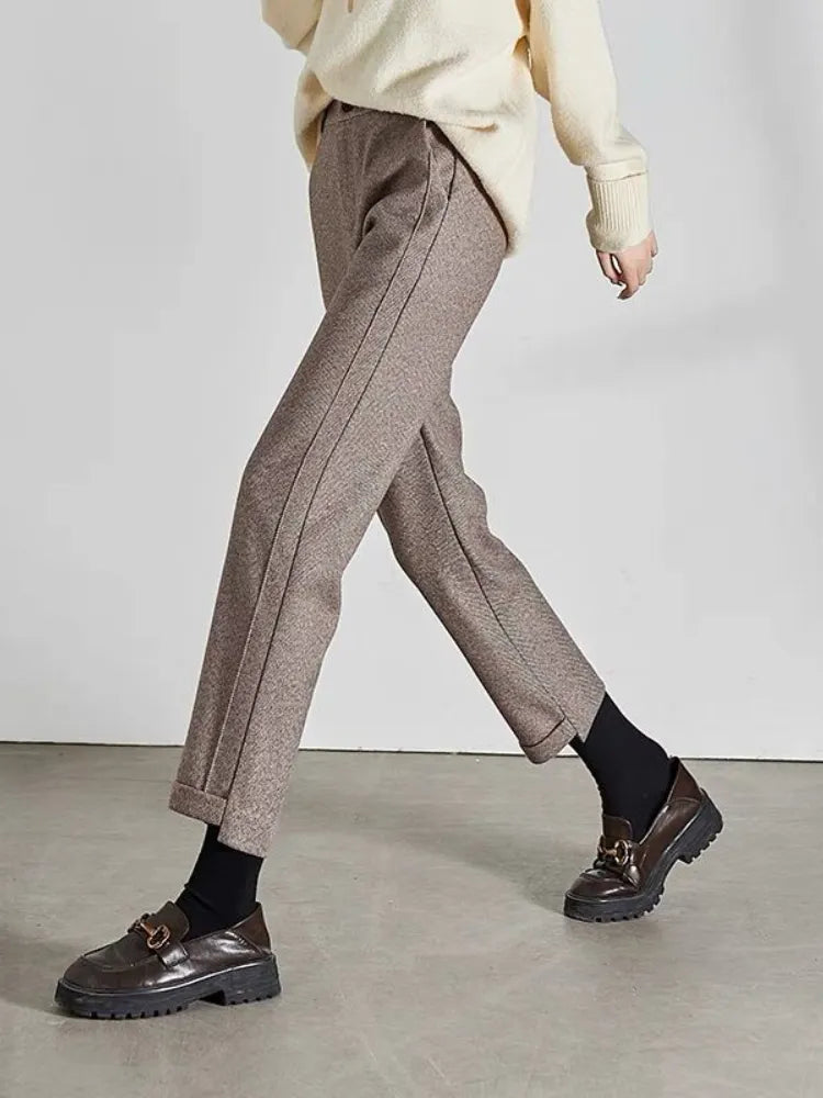 Sarina | Pantaloni a matita in tweed a vita alta in lana