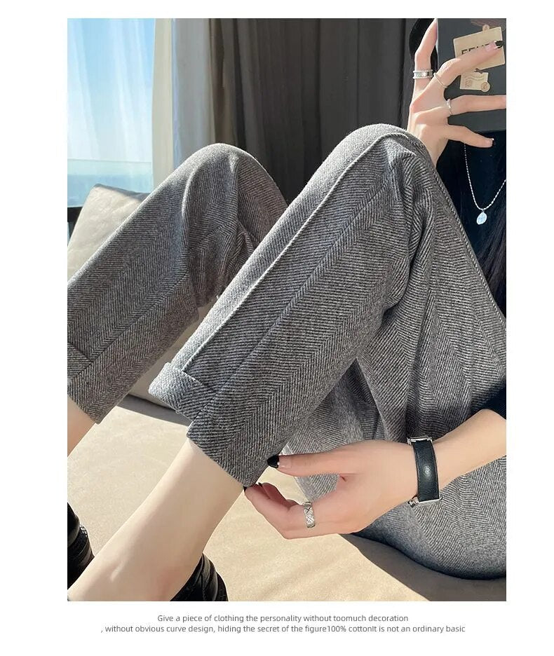 Sarina | Pantaloni a matita in tweed a vita alta in lana