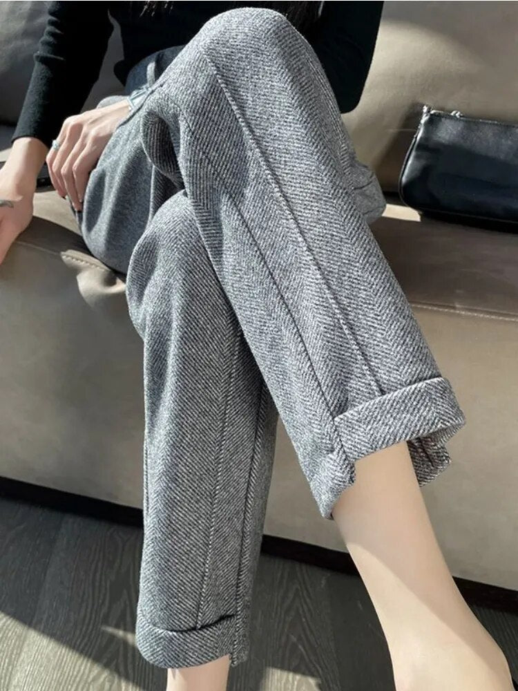 Sarina | Pantaloni a matita in tweed a vita alta in lana