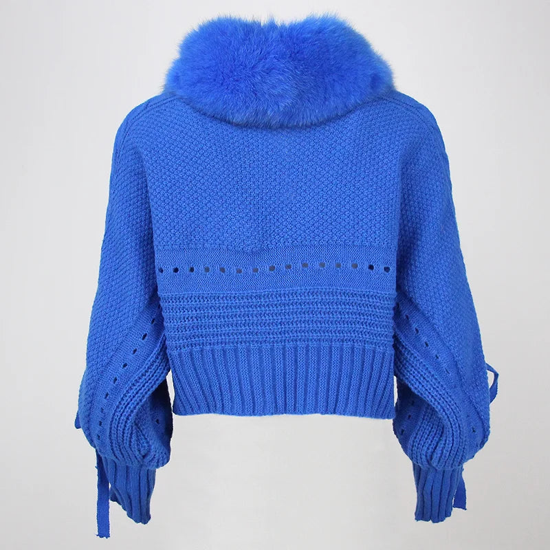Lixx | Cappotto invernale di lusso per donne con colletto in pelliccia di volpe vera